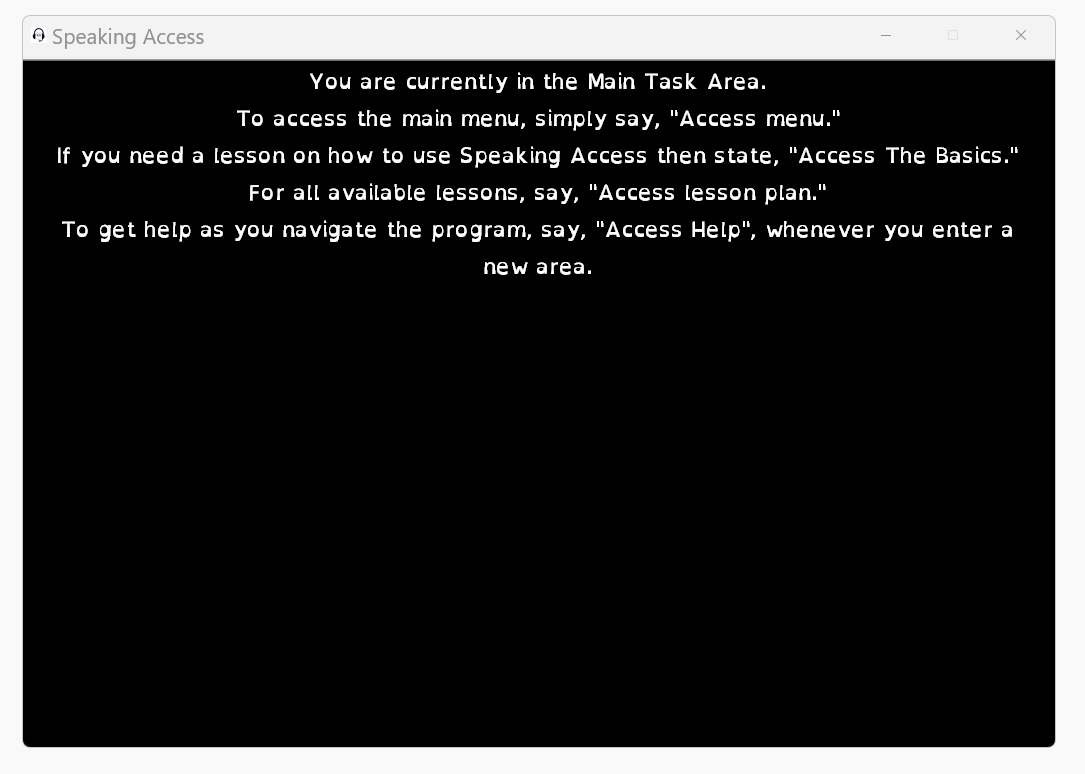 Help overlay displayed in main task area
